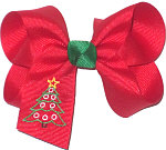 Medium Monogrammed Christmas Tree on Red with Emerald Knot Bow